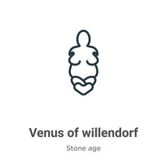 Obraz premium Venus of willendorf outline vector icon. Thin line black venus of willendorf icon, flat vector simple element illustration from editable stone age concept isolated stroke on white background
