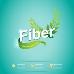 Fiber in Foods Slim Shape and Vitamin Concept Logo on Green Background Template.