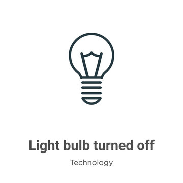 Light bulb turned off outline vector icon. Thin line black light bulb turned off icon, flat vector simple element illustration from editable technology concept isolated stroke on white background