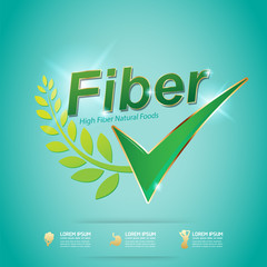 Fiber in Foods Slim Shape and Vitamin Concept Logo on Green Background Template.