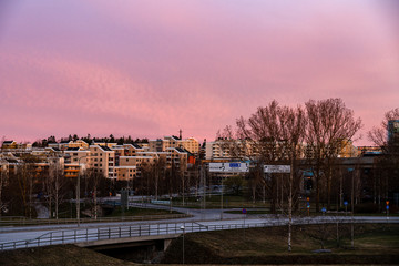 Fototapeta na wymiar Sunrise over Stockholm, Sweden