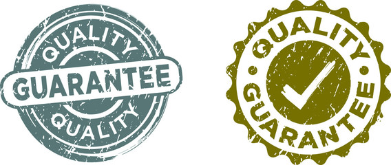 Quality Guarantee stamps,2 kinds. Vector illustration. Grunge texture.