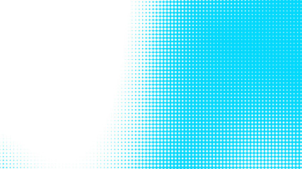 Fototapeta premium Dots halftone white blue color pattern gradient texture with technology digital background. Dots pop art comics with summer background.