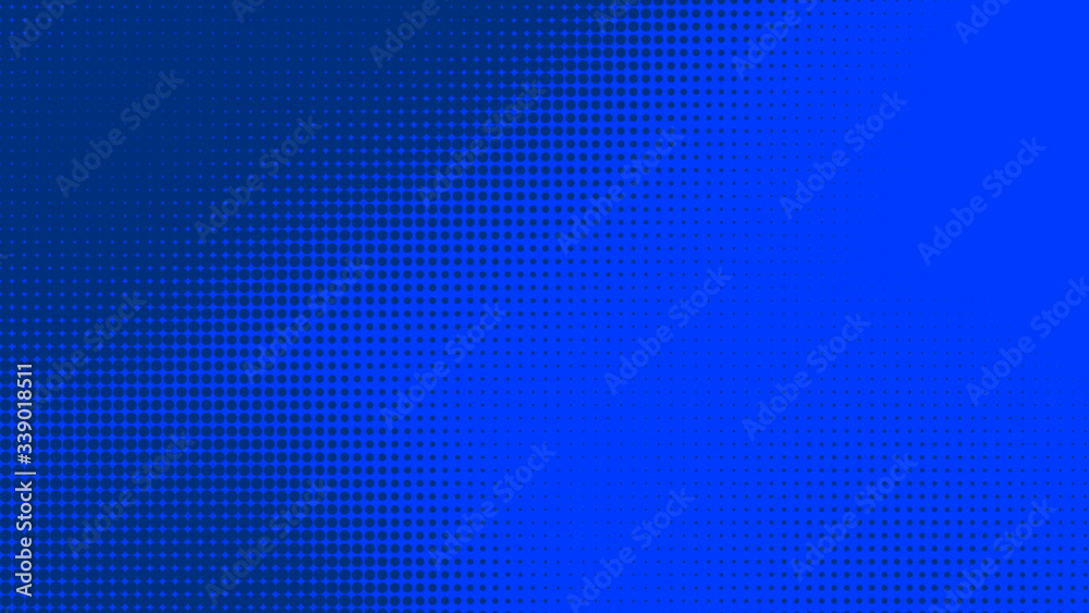 Poster dots halftone blue color pattern gradient texture with technology digital background. dots pop art c