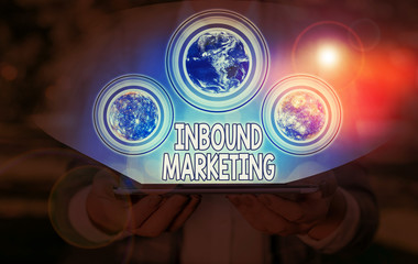 Conceptual hand writing showing Inbound Marketing. Concept meaning a strategy that focuses on...