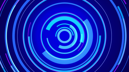 Circle blue neon light technology Hi-tech dark background. Abstract graphic digital future concept design.