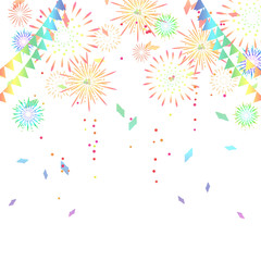 花火と三角旗と紙吹雪