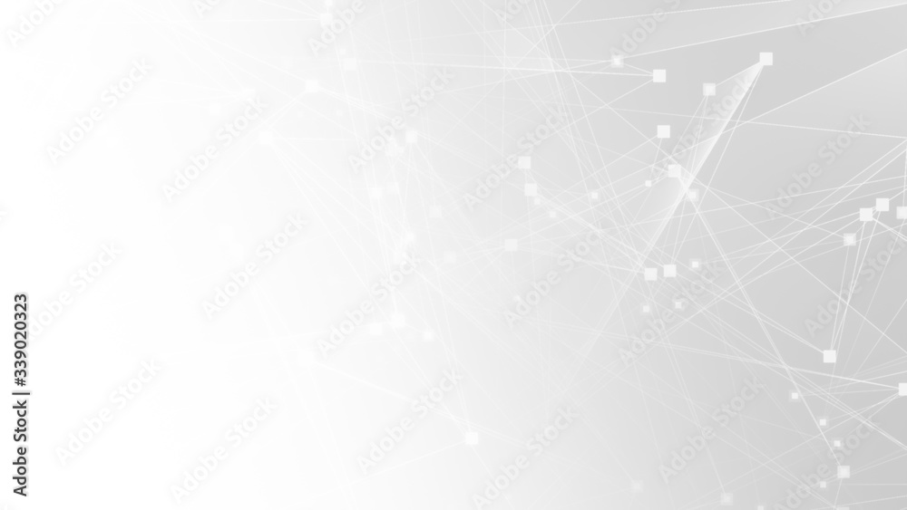 Fototapete abstract white gray polygon tech network with connect technology background. abstract dots and lines