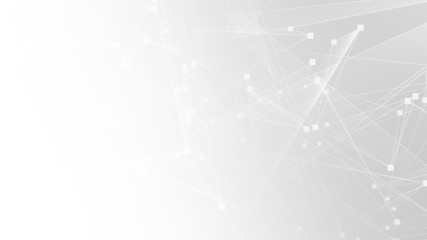 Abstract white gray polygon tech network with connect technology background. Abstract dots and lines texture background. 3d rendering.