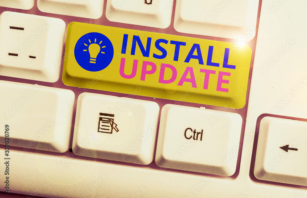 Poster conceptual hand writing showing install update. concept meaning the act of replacing an older versio