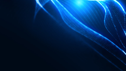 Dot blue wave light screen gradient texture background. Abstract ai technology big data digital background. 3d rendering.