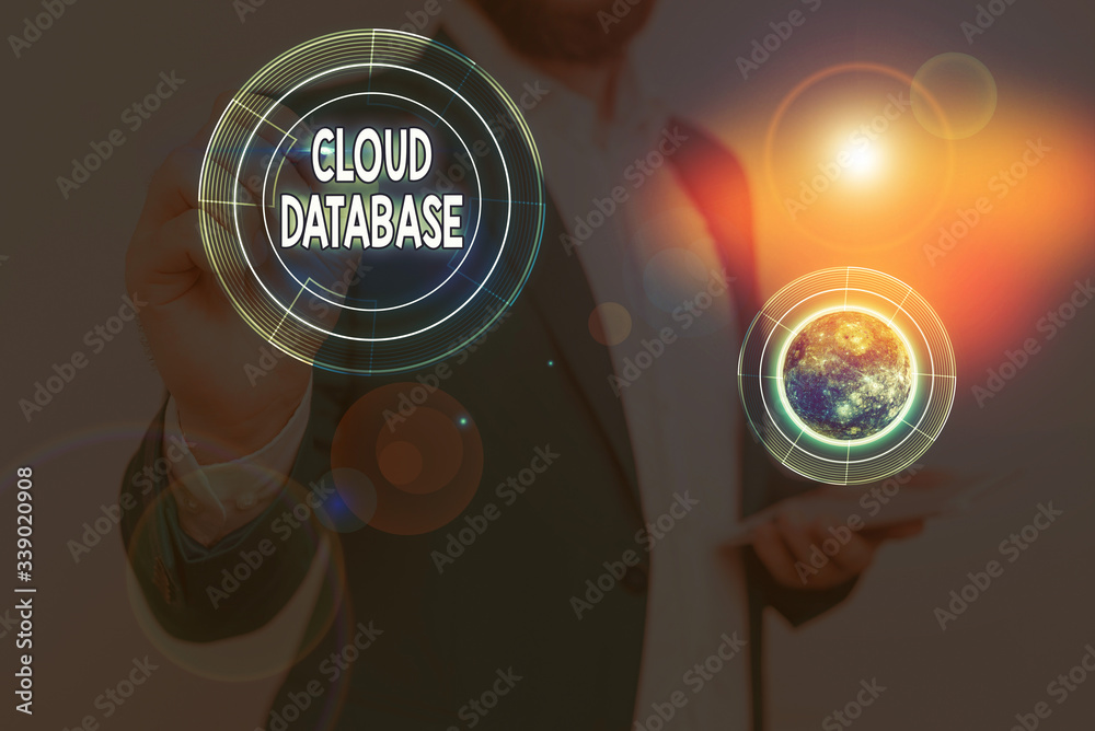 Poster handwriting text cloud database. conceptual photo optimized or built for a virtualized computing env