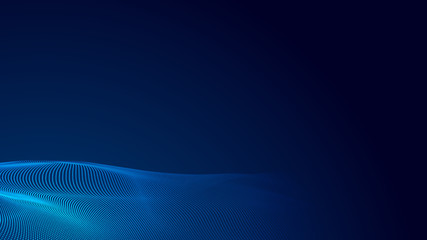 Dot blue wave light screen gradient texture background. Abstract  technology big data digital background. 3d rendering.