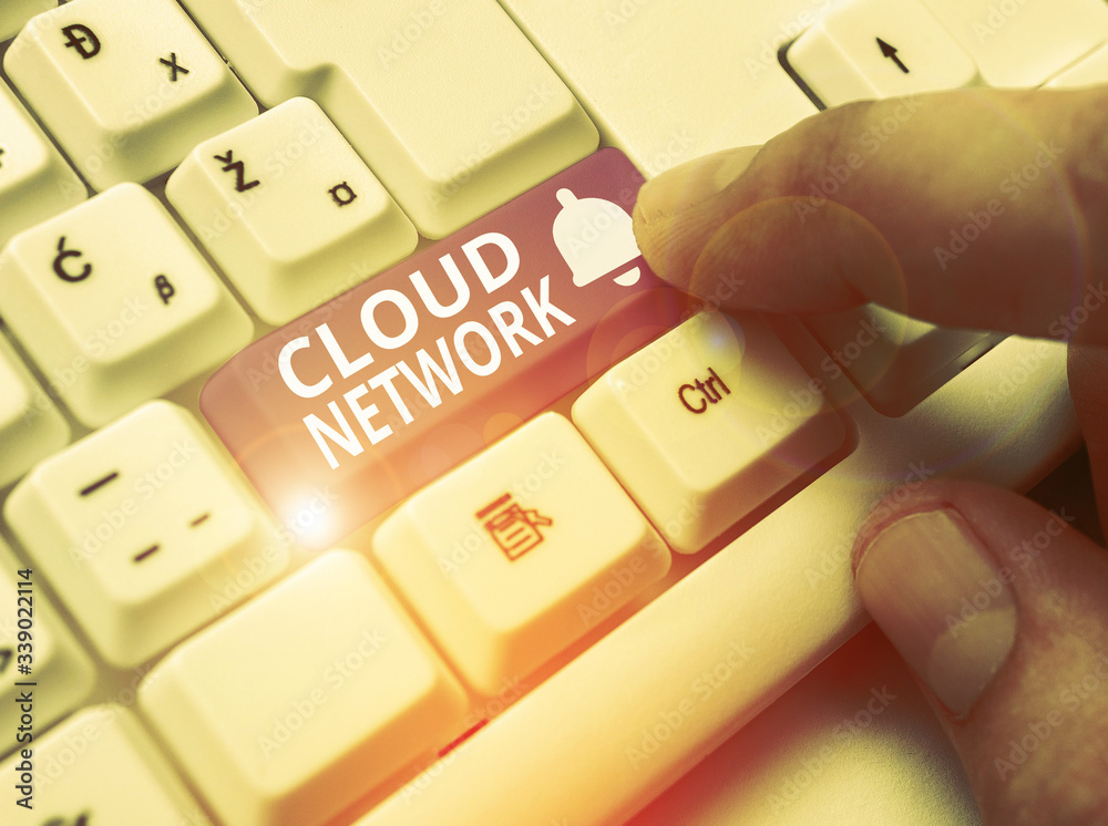 Poster writing note showing cloud network. business concept for access of networking resources from central