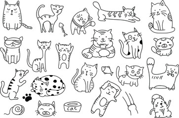 Cats doodle cute clipart