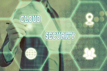 Conceptual hand writing showing Cloud Security. Concept meaning protection of data stored online from theft and deletion