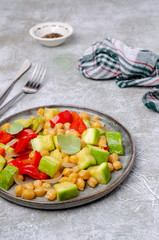 Slices of stewed vegetables with chickpeas