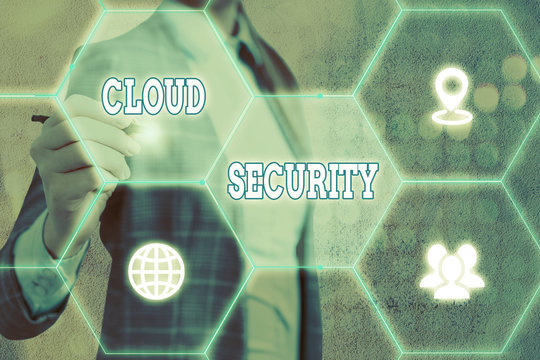 Conceptual hand writing showing Cloud Security. Concept meaning protection of data stored online from theft and deletion