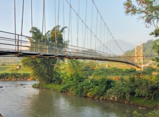 bridge over the Progo river in central java