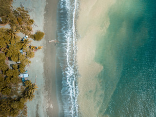 Aerial view of beach in the pacific coast of Costa Rica