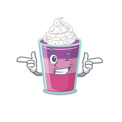 Cartoon design concept of cocktail jelly with funny wink eye