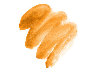 Orange abstract watercolor background. Orange watercolor scribble texture. Abstract watercolor on white background. It is a hand drawn.
