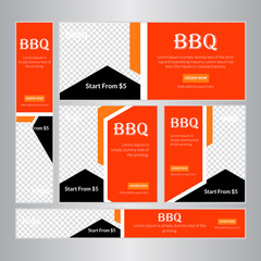 Food & Restaurant Concept Web Banner Set Design.
