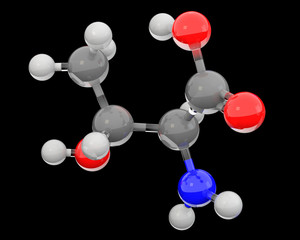 3d render glass materials threonine molecule structure 