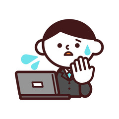 ビジネス　スーツ　上半身　男性　ノートパソコン　不安