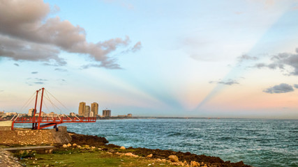 Fototapeta premium rainbow on over the sea