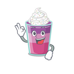 Cocktail jelly mascot design style with an Okay gesture finger