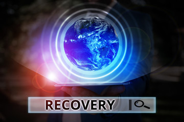 Word writing text Recovery. Business photo showcasing the return to normal state of health mind or...