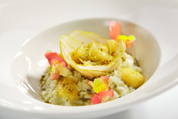 Risotto with pear close up