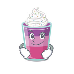 A mascot design of cocktail jelly having confident gesture