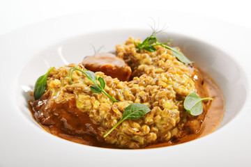Osso buco with spices close up