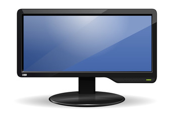 Lcd TV monitor. Flat screen LCD TV. Led TV. Plasma. Computer monitor isolated on white background. Realistic vector illustration.