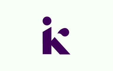 ik or ki and i or k lowercase Letter Initial Logo Design, Vector Template