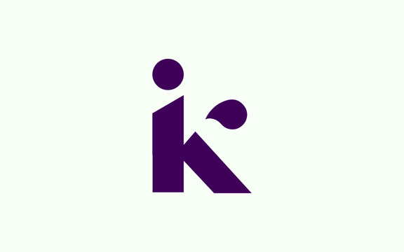 ik or ki and i or k lowercase Letter Initial Logo Design, Vector Template