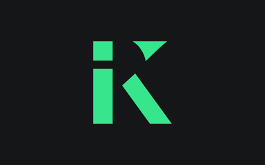IK or KI and I or K Uppercase Letter Initial Logo Design, Vector Template