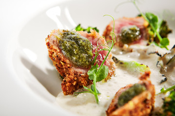 Tuna in crispy breading close up