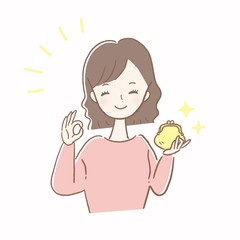 収入　若い　女性　イラスト