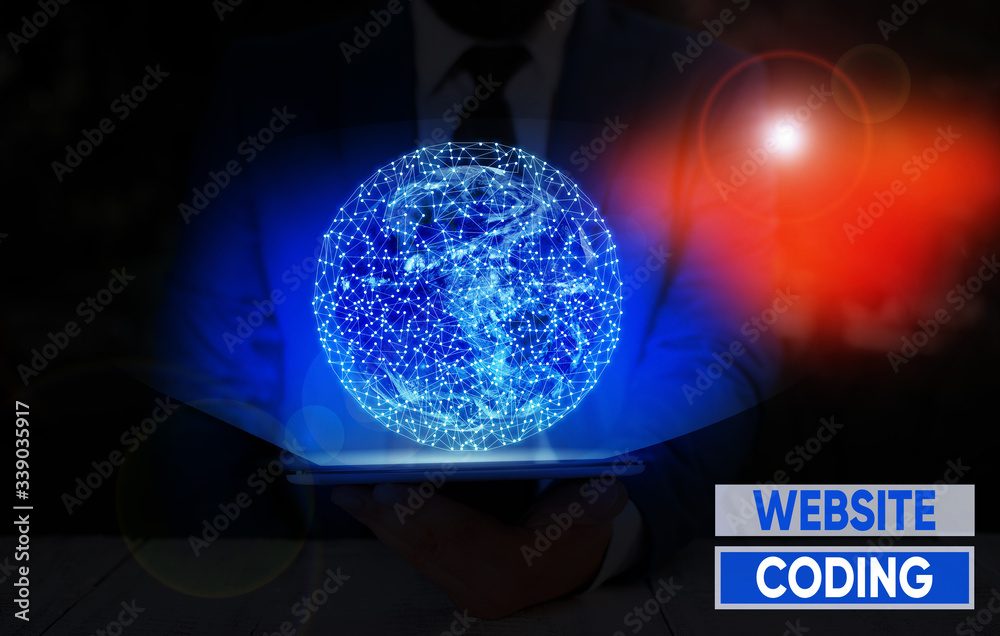 Poster word writing text website coding. business photo showcasing system of symbols and rules used to repr