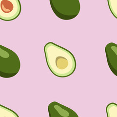 Avocado pattern on pink background. Sliced avocado digital paper 