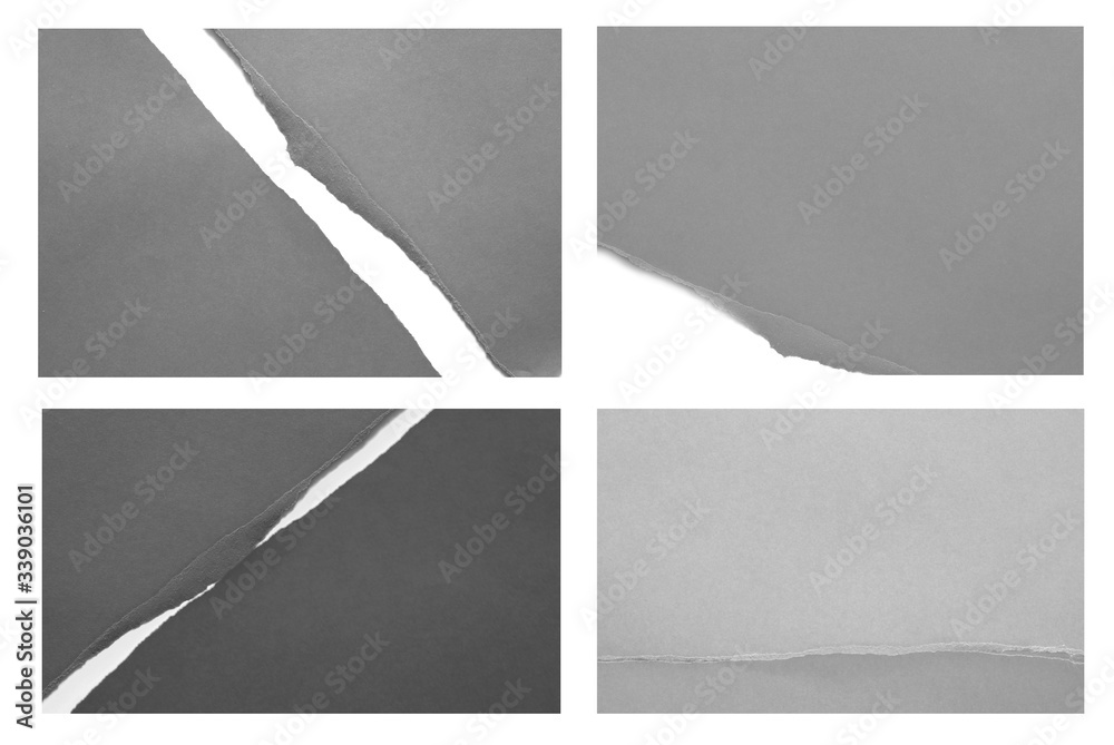 Wall mural Collection of ripped torn paper isolated on white background