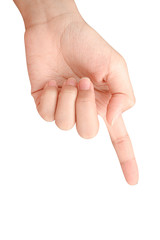 Hand touching or pointing to something