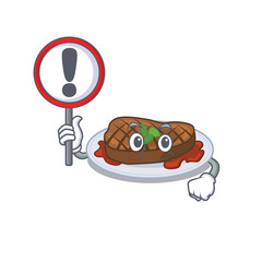 An icon of grilled steak cartoon design style with a sign board