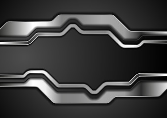 Black and metallic abstract technology vector background