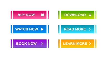 bundle of 6  modern buttons for web site and ui. Vector design