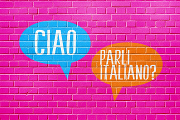 Eine Wand, Sprachschule und Frage Sprechen Sie Italienisch
