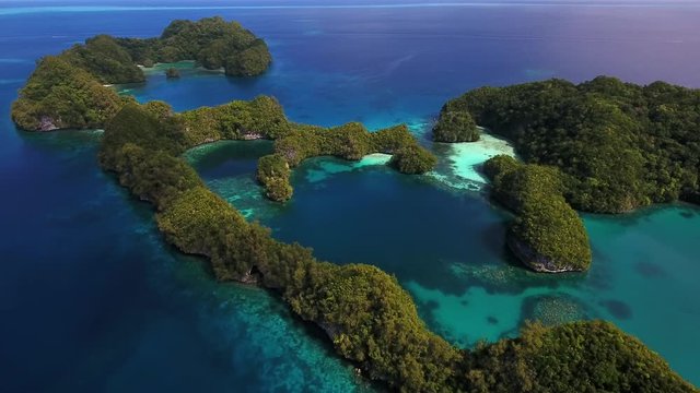 Aerial shot of U-long island in Palau
